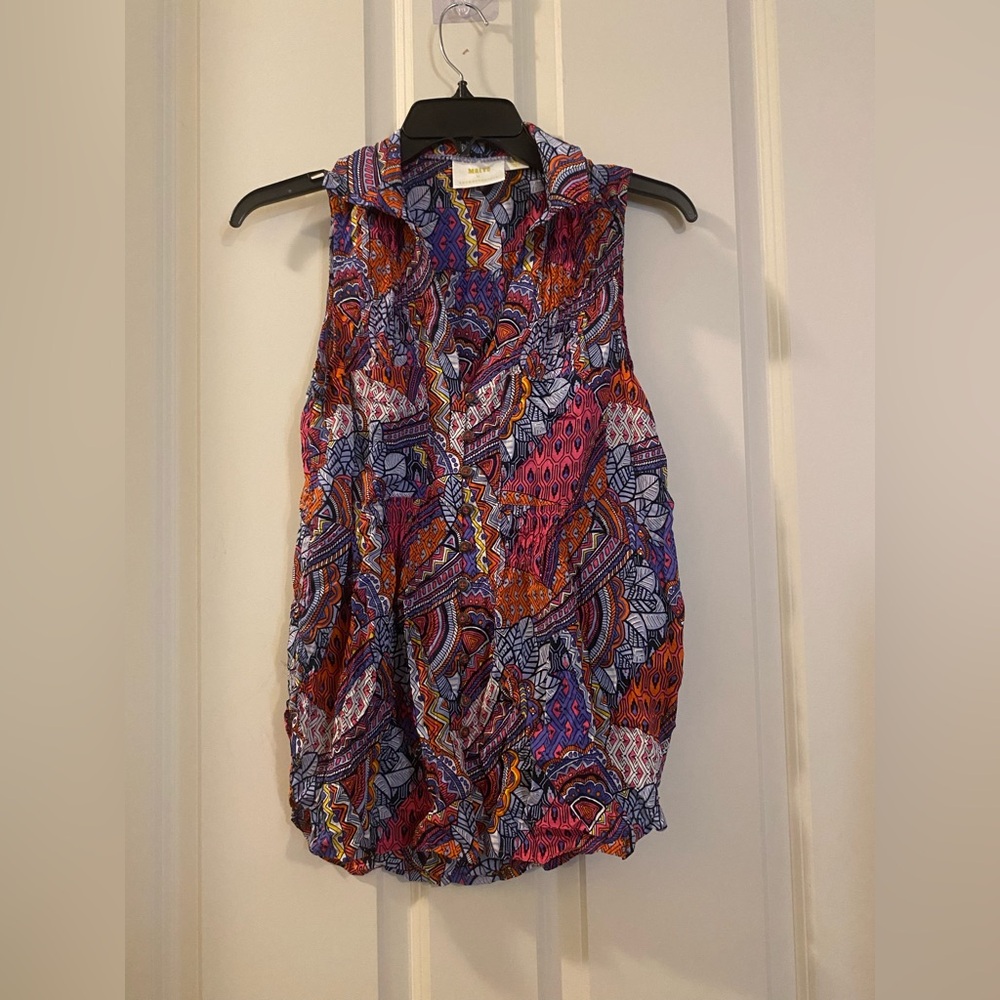 NWOT ANTHROPOLOGIE Colorful Patterned Sleeveless Women's Top size small